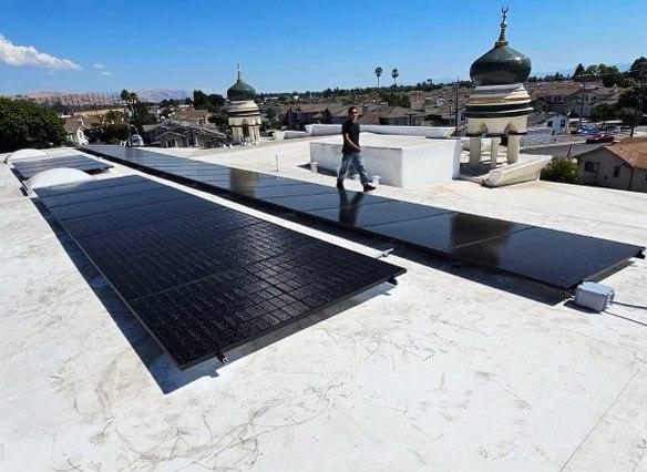 Landscape of solar panels in the sun